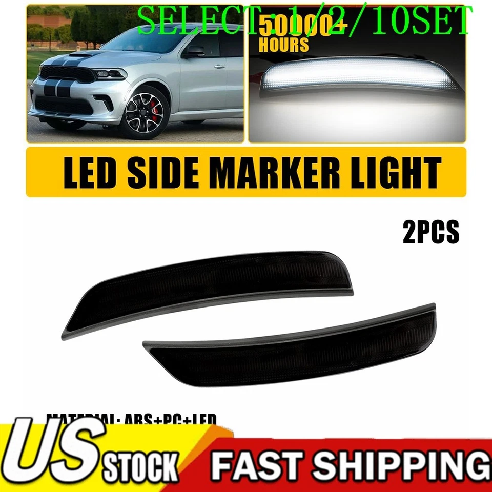 Smoke Len White LED Front Bumper Side Marker Light For 21-25 Dodge Durango 1~10X - Image 1 of 4