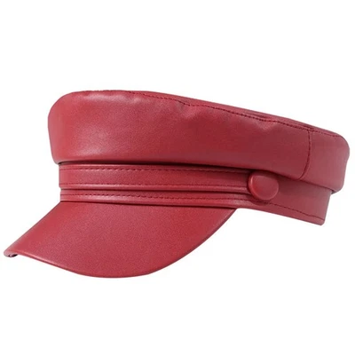 女士 PU 皮革报童帽,平顶纸童帽,水手画家帽 — 第 1/4 张图片