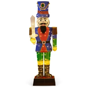 6 ' Pre-Lit Nutcracker w/ Sword 110 LED Lights Zip Ties & Ground Stakes - Picture 1 of 10