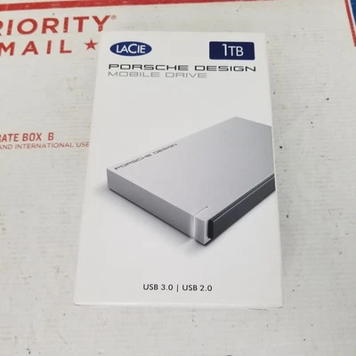 LaCie Porsche Design Mobile Drive 1TB USB-3.0 USB-2.0 External Hard Drive-SEALED - Image 1 of 4