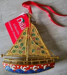 Dillards Segelboot 2001 Cloisonné Metall Ornament Sammlerstück Neu mit Etikett - Bild 1 von 12