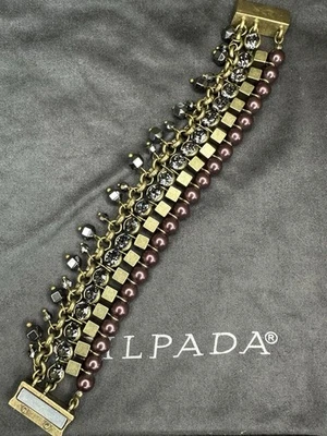 Pulsera imán de cuatro capas con cuentas Silpada K&R azul, violeta y diamantes de imitación (B39) Foto 1 de 4