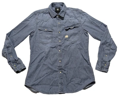 G- STAR RAW SLIM FIT Pearl Snap Denim - Men Medium Button-Up Western Shirt - Image 1 of 4
