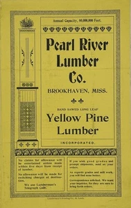 PRICE LIST / Pearl River Lumber Co Brookhaven Miss Band Sawed Long Leaf Yellow - Picture 1 of 2