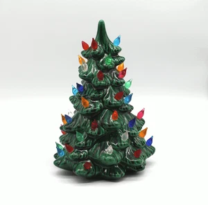 Vintage Green Ceramic Multi Color Light Christmas Table Top Tree 10” - NO BASE - Picture 1 of 4