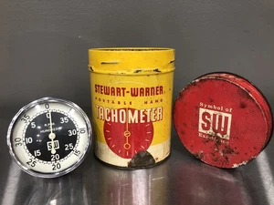Vintage Stewart Warner Portable Hand Tachometer Model 757-W RPM Gauge Tin - Picture 1 of 5