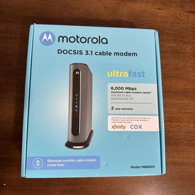 Motorola MB8600 DOCSIS 3.1 Cable Modem Gigabit Ethernet With Power Cord - B1 - Image 1 of 4