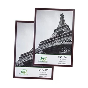 24”x36” Wooden Poster Frame, Classic Matte Edged 24" x 36" (2 pack) Mahogany - Picture 1 of 7