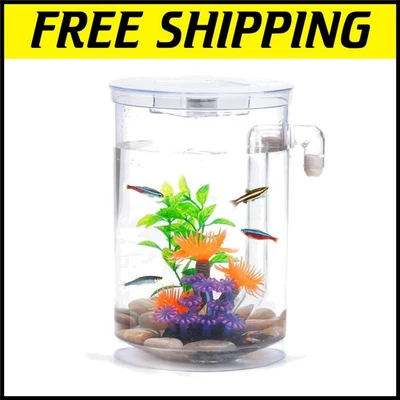 Acuario Betta LED compacto de 1 galón con limpieza automática para peces de agua dulce Foto 1 de 4