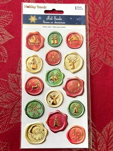 NEW - CHRISTMAS FOIL SEALS 3D STICKERS - FREE SHIPPING - Picture 1 of 1