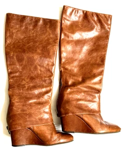 Steven by Steve Madden Brown Leather 18" High Women's size 8M Knee Boots - Bild 1 von 17