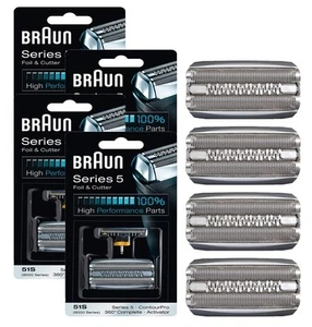 Paquete de 4 hojas de lámina de repuesto para afeitadora eléctrica serie 5 51S adecuadas para Braun - Imagen 1 de 12