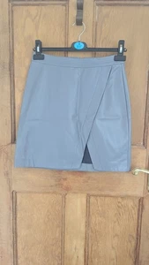 Oasis Grey Faux Leather Wrap Mini Skirt – Size UK 6 – Stylish Zip Back Detail - Picture 1 of 5