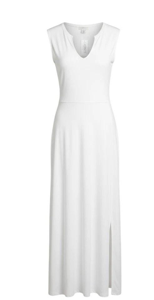 L*Space Robyn Notch Neck Solid Cream Max Ivory T-Shirt Dress Sz S