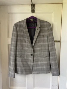Topshop Grey Checked Blazer - Size 12 - New - Picture 1 of 10