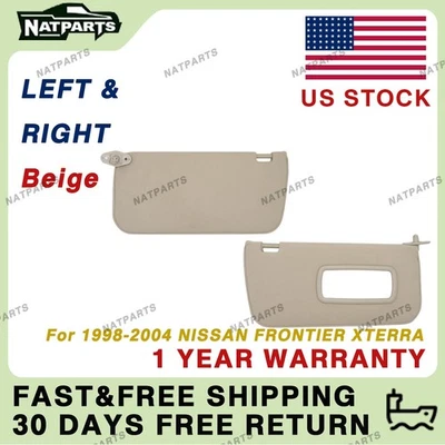 Pair Beige Sun Visor for Nissan Frontier Xterra 1998-2004 964017Z823 964007Z823 - Image 1 of 4