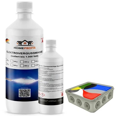 HPEVM-100 Elektro Vergussmasse (glasklar oder farbig) - Gießharz für Kabel, LED - Bild 1 von 4