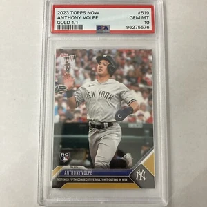 2023 TOPPS NOW 519 ANTHONY VOLPE YANKEES RC 5TH CONSECUTIVE MULTI HIT 1/1 PSA 10 - Picture 1 of 2
