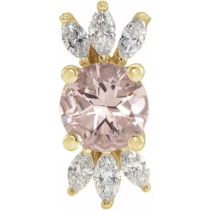 14K Yellow Natural Pink Morganite & 1/5 CTW Natural Diamond Pendant - Picture 1 of 2