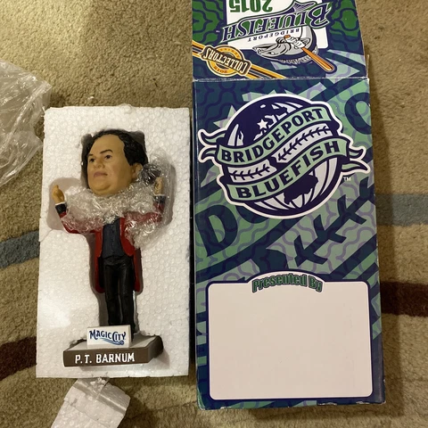 2015 PT Barnum Circus RingmasteR Bridgeport Bluefish SGA Giveaway Bobble Head Cover