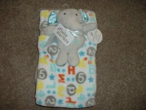 Baby Starters Blanket Plush Gray Elephant Friend Rattle Toy Set Boys NWT RARE