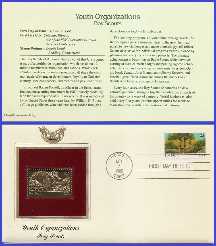 USA7 #2161 U/A GOLDEN REPLICA FDC   Boy Scouts 75th Anniversary - Image 1 of 1