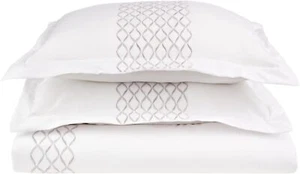 SUPERIOR Hannah Duvet Cover Set, Twin, White - Picture 1 of 1