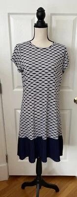 NEW* Michael Kors Stretchy Party Travelers Dress Pleated Hem Blue Casual L - Image 1 of 4