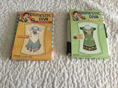 Juego de 2 delantales de tela de corte y costura de diva doméstica NUEVO Foto 1 de 4