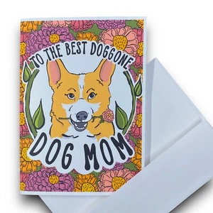 Tarjeta galesa Corgi del Día de la Madre hecha a mano perro mamá regalo - cervatillo blanco - Imagen 1 de 3