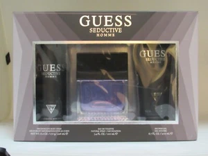 GUESS SEDUCTIVE HOMME 3 Piece Gift Set with 3.4 Oz Eau de Toilette by GUESS NEW - Picture 1 of 2