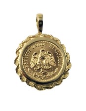 14K Gold 17MM COIN PENDANT with a 22K MEXICAN DOS PESOS Coin