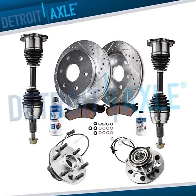 Rotores delanteros perforados pastillas de freno cojinetes de rueda ejes para Chevy Tahoe Yukon Foto 1 de 4