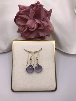 Pendientes de Iolita Briolette Colgantes Hechos a Mano 12mm SIMULADO 14K Oro Relleno Foto 1 de 4