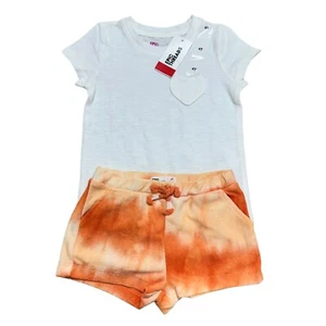 Epic Threads NWT Toddler Girls Size 4T ~ White T-Shirt Orange Terry Short Set - Picture 1 of 8