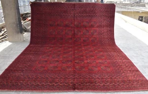 Antico tappeto turkmeno anni '30 da collezione 10x13 piedi grande afgano geometrico raro tappeto - Foto 1 di 11