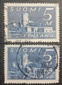 1930 & 1944 FINLAND "OLAVINLINNA CASTLE" PAIR SG275 DARK BLUE / BLUE USED - Picture 1 of 2