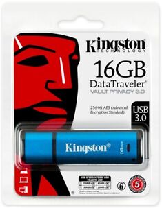 Kingston 16GB Data Traveler Vault Privacy USB 3.0 Flash Memory Stick GENUINE .
