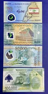 Lebanon All Polymer Commemorative Banknotes 2013-2014-2015-2020 UNC