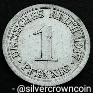 Germany Empire 1 Pfennig 1917 A. KM#24. One Cent coin. Berlin mint. Eagle. WWI S - Picture 1 of 7