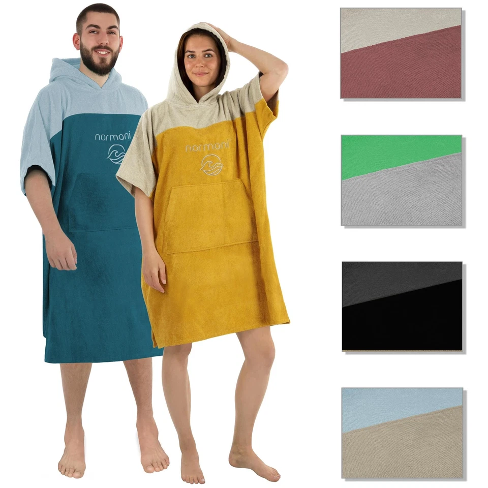 Badeponcho Surfer Poncho Strandponcho Bauchtasche Kapuze Umziehen Damen Herren - Bild 1 von 1