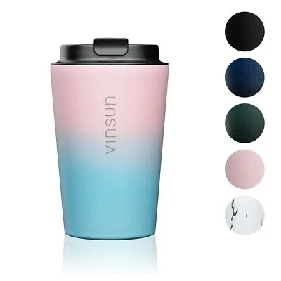 Thermobecher Edelstahl 350ml Kaffee Becher Trinkbecher Isolierbecher Rosa Vinsun