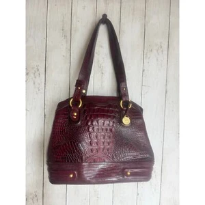 Brahmin Crocodile embossed shoulder women bag Deep burgundy with wallet. - Picture 1 of 12