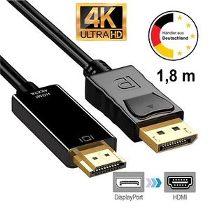 DisplayPort DP auf HDMI Adapter Kabel 1.2 HDMI 1.4 Wandler Full HD 3D 1080p 1,8m - Bild 1 von 6
