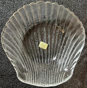 Arcoroc France Coquillage Glass Seashell Oyster Clam Decor Dish VTG 6in x5.5in - Picture 1 of 7