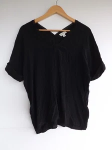 Witchery Top 6 Womens Black Silk Short Sleeve Blouse Tee - Picture 1 of 10