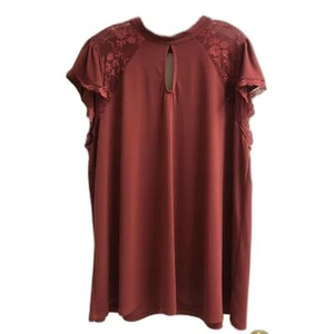 Torrid Rust Blouse with Lace Inlay, Size 3 (3X), EUC - Picture 1 of 7