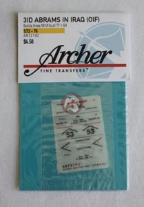 Marcas de tanque Archer 1/72 M1A1 Abrams 3ID / TF 1-64 Irak (OIF) (3 tanques) AR72192 - Imagen 1 de 1
