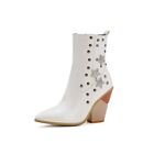 Ladies Shoes Studded Synthetic Leather High Heel Zip Up Ankle Boots Us Size B325