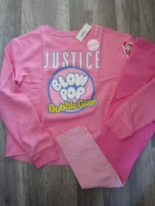 NWT Justice Girls Outfit Blow Pop Sweatshirt/Pink Leggings Size 16 18 (BLT) - Picture 1 of 1